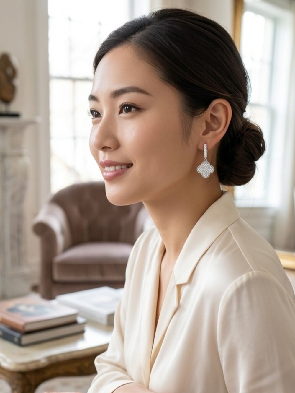 Elegant White Clover Drop Earrings - Timeless Women’s Jewelry